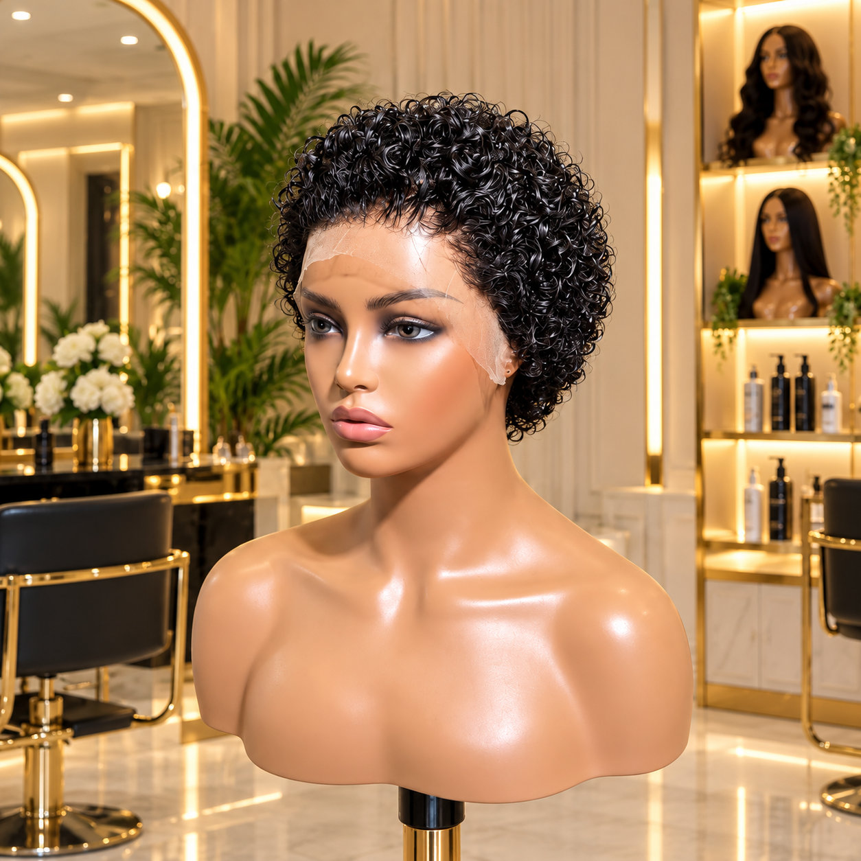 Full Frontal Short Jerry Curl Wig