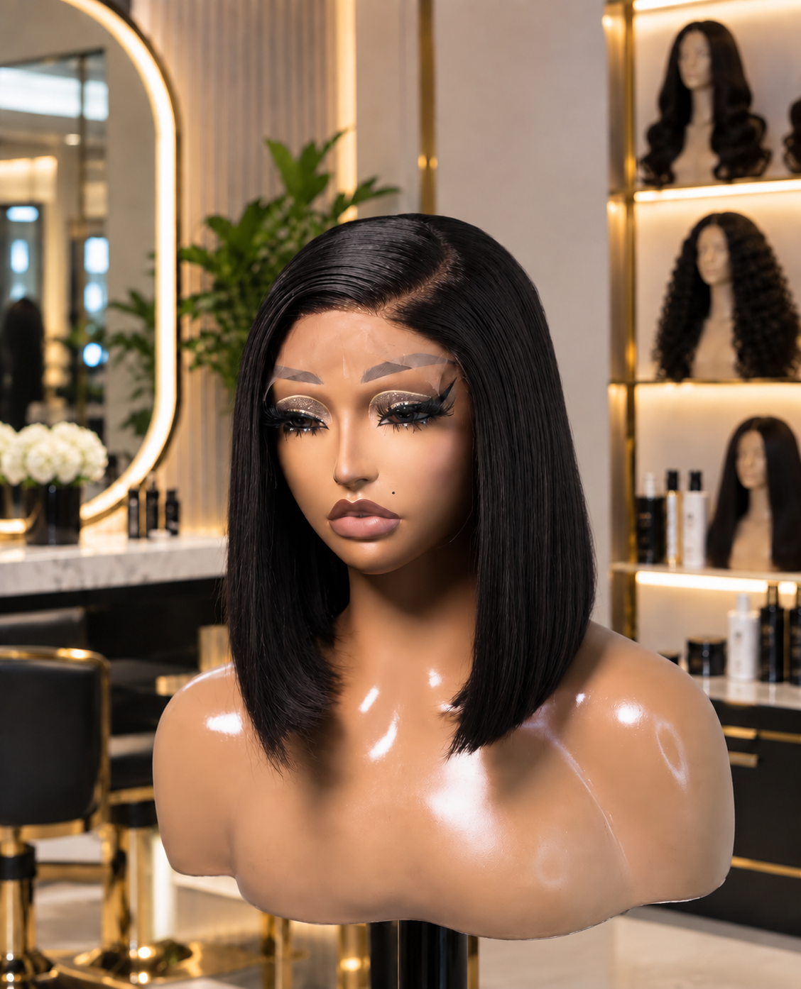 10 Inches Bone Straight with 5 by 5 closure Black