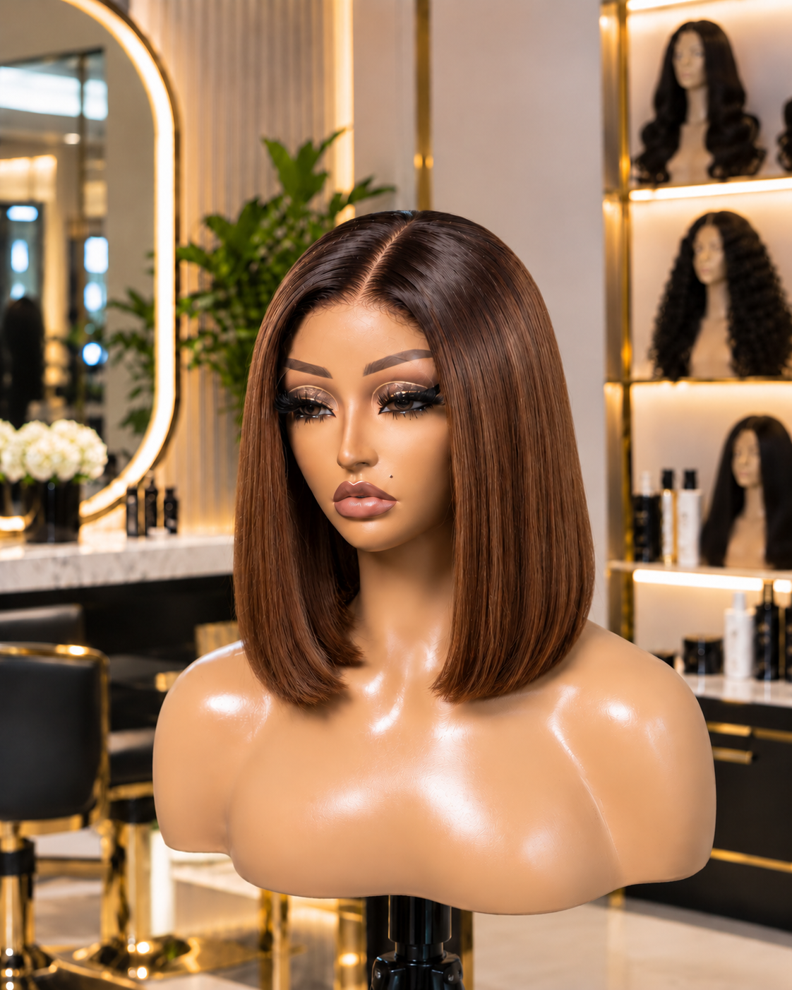 10 Inches Chinese Bone Straight wig with 2 by 6 closure
